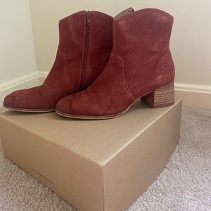 Size 8 Lucky Brand Brandy Suede Leather Boots Red